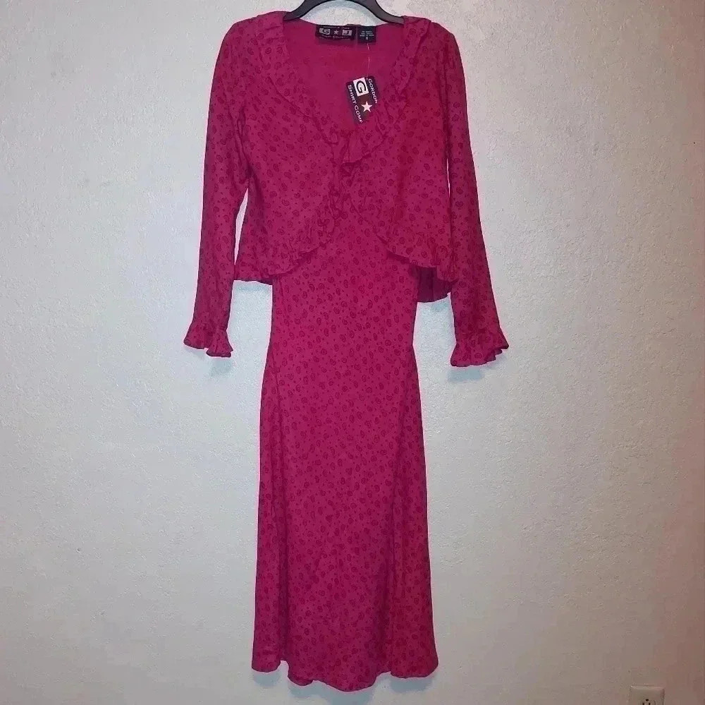 NWT Gordon James Womens paisley print crop Ruffle Cardigan & Dress Size Small